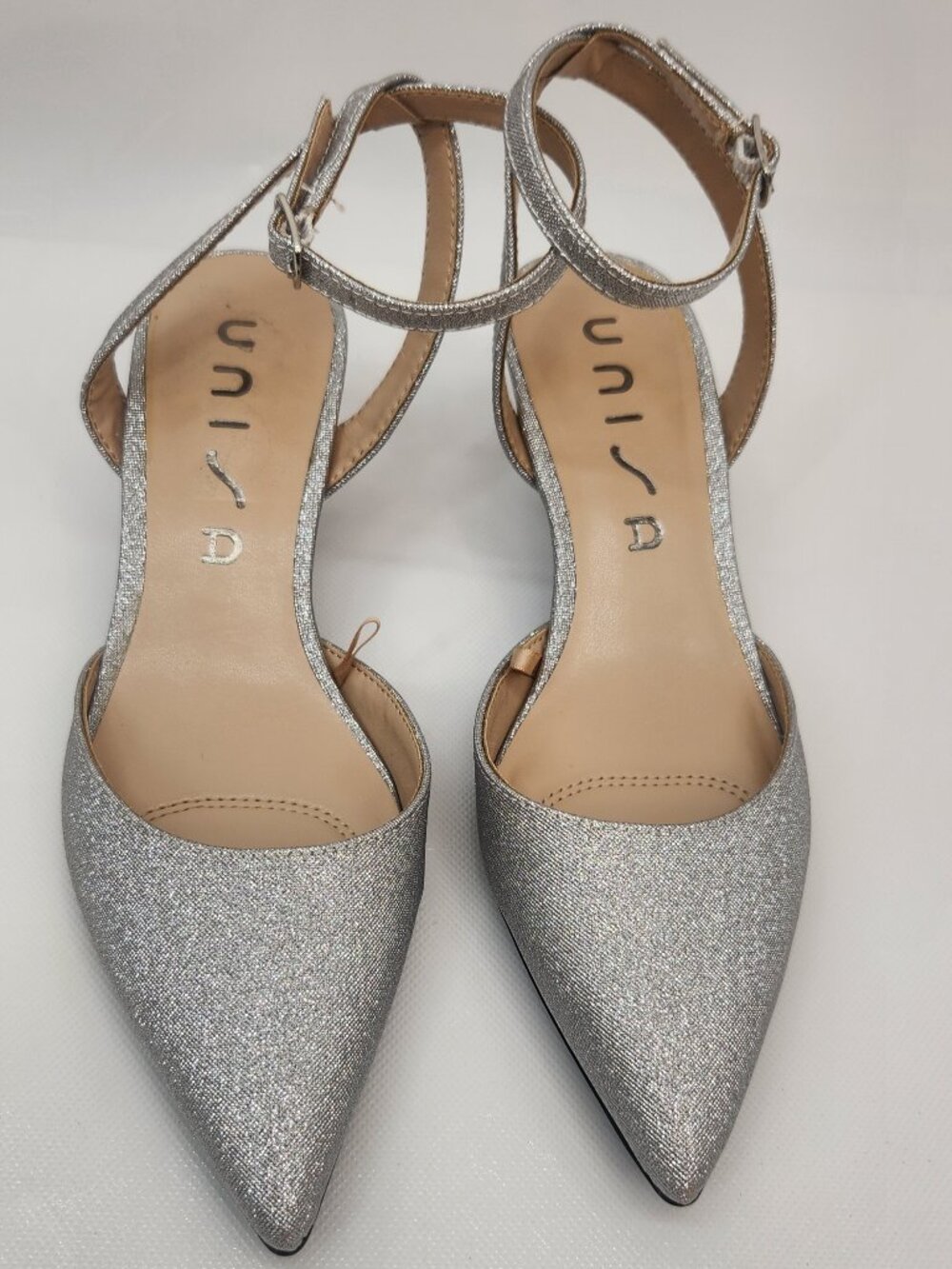 Unisa Silver Glitter Heel with Ankle Strap